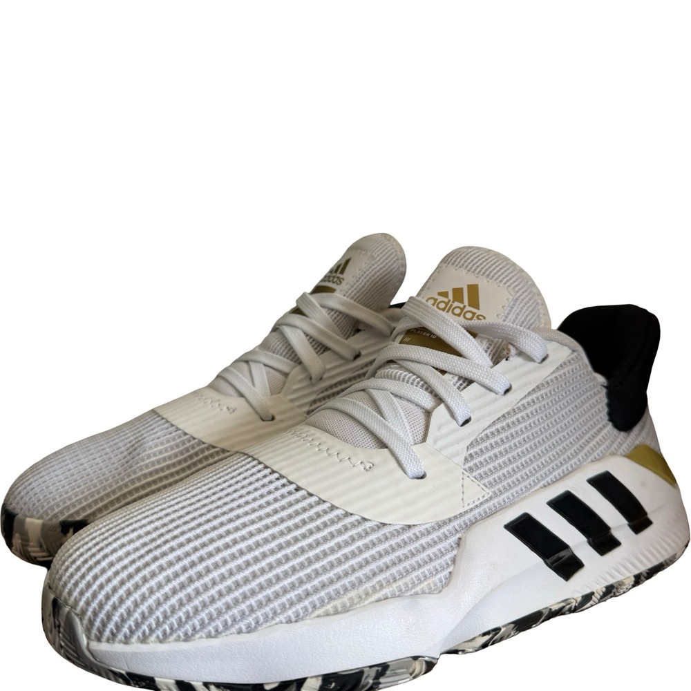 Adidas Pro Bounce 2019 Low Mens Size 10 White Black Gold Basketball Shoes EF0472
